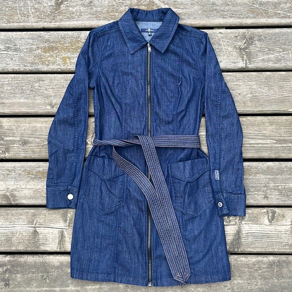 7 For All Mankind Denim Zip-up Dress - Picture 1 of 5